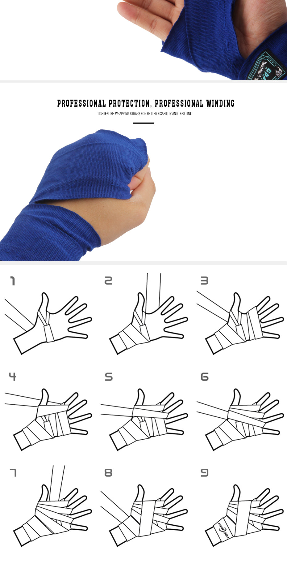 2pc Boxing Muay Thai MMA Karate Taekwondo Glove Wraps