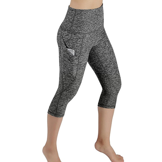 Capri Yoga Workout Gym Sport Athletic Leggings With Pocket